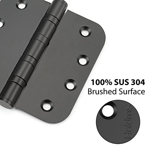 Haidms 304 Stainless Steel Black Ball Bearing Door Hinges For Exterior & Interior Doors 4In Stainless Steel Door Hinges Heavy-Duty Door Hinges Black 4'' Door Hinge, 5/8'' Radius Corners 3Pack #TOP4