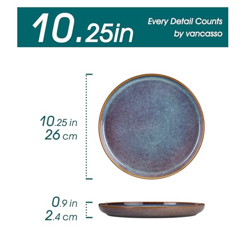 Image of vancasso Playa 10.25 inch Dinner Plate for 6 People, Stoneware Side Plates for Dessert /Pasta /Main Course, Dishwasher and Microwave Safe, Scratch Resistant Serving Plate, Lavender Blue