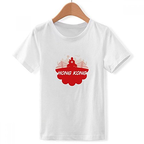 T-Shirt Blanc Garçon au Col Ras du Cou Résistant avec Motif Silhouette Rouge