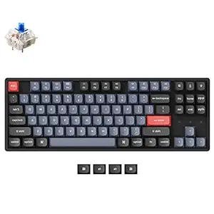 Keychron K8 Pro QMK/VIA Wireless Mechanical Keyboard, Hot-Swappable Aluminum Frame TKL Custom Programmable Keyboard with RGB Backlit, Gateron G Pro Blue Switch