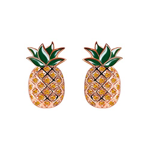Rose Gold Stainless Steel Cute Big Pineapple Stud Earrings for Women Teen Girls Wife Friend Daughter Hypoallergenic Summer Fruit Jewelry Fertility Housewarming Birthday Graduation Mothers Day Gifts