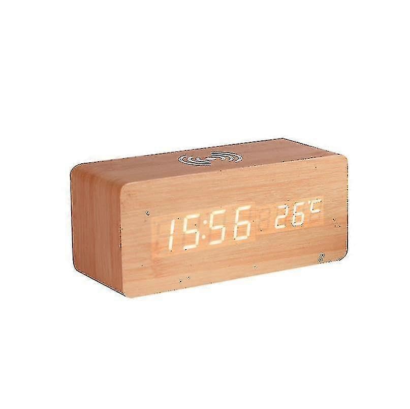 Réveil numérique en bois sans fil pour table de chevet