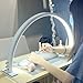 Half Moon Nail Light for Desk with Knob,29 Inches 50W, 180-Degree Illumination, 3 Color Temperature Adjustable & Dimmable for Beauty Salon Eyelash Desk Lamp, Manicure Nail Art Fill Light (White)