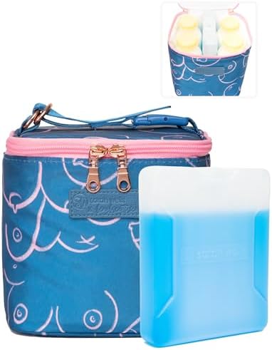 Sarah Wells Cold Gold Breastmilk Cooler with Ice Pack (Blue Patte...