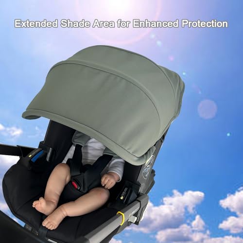 Image of Stroller Accessories Replacement Canopy Compatible with Doona+ and Doona i Car Seats & Strollers, Larger Sunshade, Durable Fabric (Desert Green)