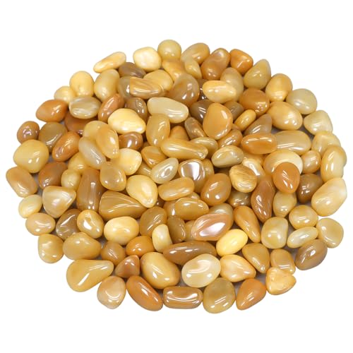 Image of River Rocks for Landscaping,Virekm Decorative Ornamental Pebbles Garden Landscaping Stones Gravel Filler for Home Decoration Flower Bed Fish Tank Plants Vases Succulents (1, Yellow, 5 Pounds)