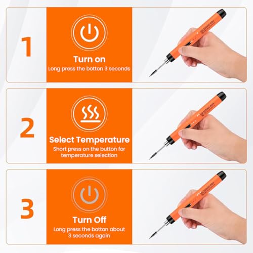 Image of Serplex Cordless Electric Soldering Iron Pen Kit with 3 Adjustable Temperatures & Quick Heat-Up, Includes Soldering Iron Stand, USB Cable & Storage Case for Precision Electronics & Home Repair Work