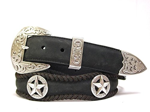 Austin Texas Star Conchos Leather Scalloped Belt