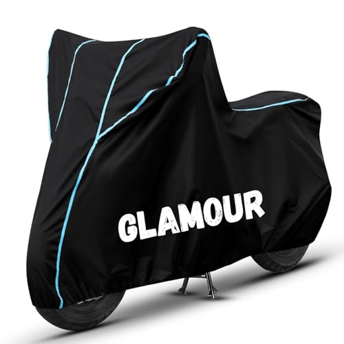 Image of Bike Cover for Glamour 100% Waterproof, Dustproof & Scratch Resistant| Fully Bottom Elastic UV Resistant Heavy Duty Body Cover | All Weather Outdoor Use