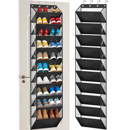 AOODA 10 Tier Clear Over the Door Shoe Organizer Storage, Deep Pockets Large Hanging Shoe Rack for...