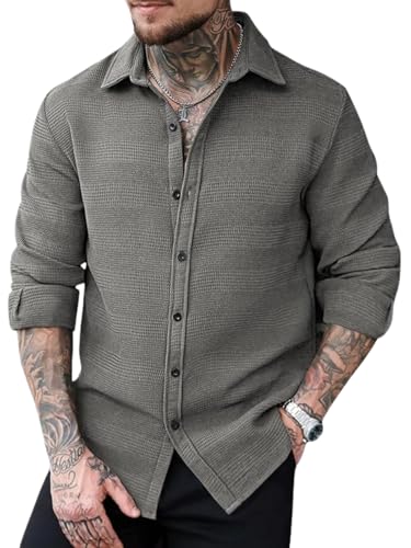 Image of GRECIILOOKS Casual Shirt for Men's | Full Sleeve Textured Shirts for Men | Regular Fit Wrinkle Free Premium Shirts for Man | Biker Streetwear Office Travel Dinner Style