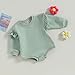 Unisex Baby Boy Girl Bubble Romper Color Block Short Sleeve Oversized Pocket T-Shirt Bodysuit Top Summer Clothes (Long Lake Green, 3-6 Months)