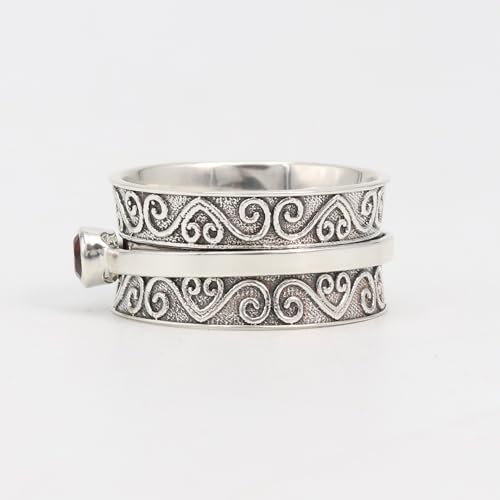 Bague de méditation argent et grenat pour canaliser l'anxiété