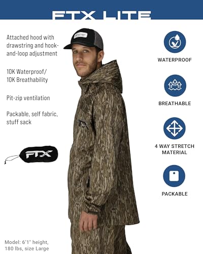 FROGG TOGGS Men’s FTX Lite Rain Jacket – 3-Layer Waterproof, Breathable, Stretch Comfort2