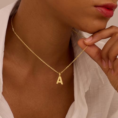 Initial Necklaces for Women, Dainty 14k Gold Plated Letter Necklace Cute A-Z Pendant Name Necklace Fashion Accessories Choker Necklaces for Women Trendy Jewelry Gifts3