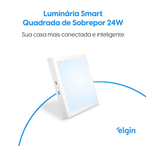 Luminária LED Inteligente 24W 3000-6500K Elgin Quadrada de Sobrepor Wi-Fi Bivolt Compatível com Alex