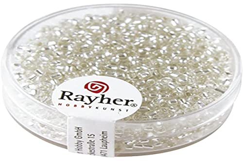 Rayher Hobby 1406422, Perles, 2 mm de diamètre, avec intérieur en Argent, Boite de 17 g