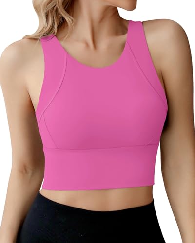 Image of Ama Larsi High Neck Longline Sports Bra for Women | Padded, Medium Impact, Wirefree, Workout Crop Tank Tops, Yoga Gym
