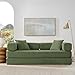4-in-1 Folding Convertible Sofa Bed, 78 Inch Oversized Corduroy Upholstered Boneless Couch, Loveseat Sleeper with Pull Out Bed, Floor Sofa Modular Futon Couch for Living Room Bedroom Lounge, Green