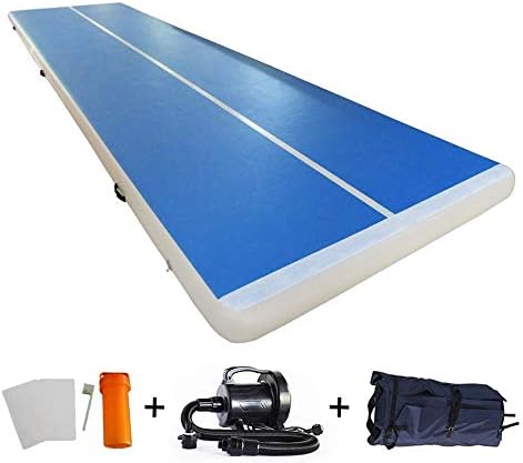 EZ GLAM 10ft/13ft/16ft/20ft Air Mat Tumble Track Inflatable Gymnastics Tumbling Track Mat with Electric Air Pump for Cheerleading/Practice Gymnastics/Beach/Park/Home use