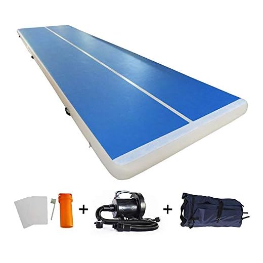 8 Inch Thick Inflatable Air Tumble Mat Track Tumbling Mats Gymnastic Air floor Mat Tumbling Floor Mat with Electric Pump For Home Edition 23ft x6.6ft x8in Blue/Grey