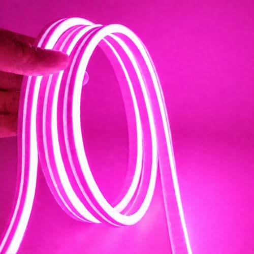 Image of 16.4 Feet Neon LED Strip Light | 12V Adapter, Waterproof IP65, Silicone Flexible Rope Light for Home Wall Decor & Gaming Room| Led Strip Lights | Neon Lights 5 Meter | (Pink)