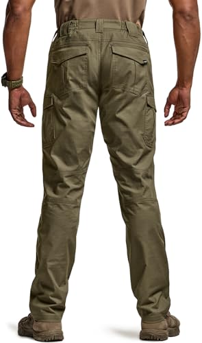 Image of CQR Men's Flex Ripstop Tactical Pants, Water Resistant Stretch Cargo Pants, Lightweight EDC Hiking Work Pants