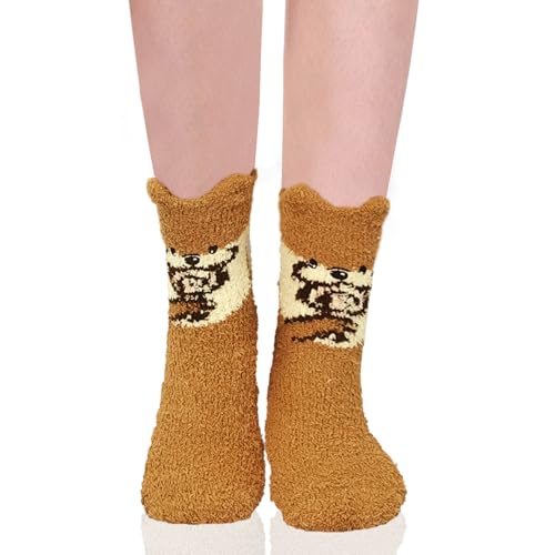 Image of Benefeet Sox Cute Fuzzy Socks for Women Girls - Fluffy Cozy Warm Winter Funny Animal Slipper Plush Sleeping Socks