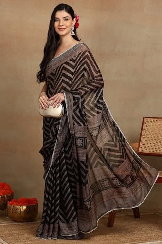 Image of MIRCHI FASHION Women Saree Leheriya Print Chiffon | Lightweight Traditional Sari for Farewell and Wedding Ceremonies with Unstitched Blouse Piece