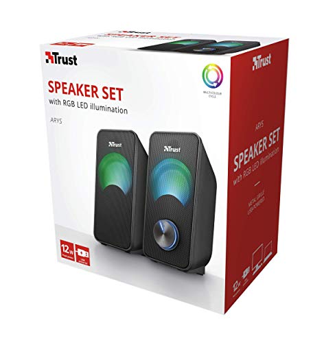 Trust Arys Compact RGB 2.0 Set Altoparlanti LED Illuminato, 28 W, Nero