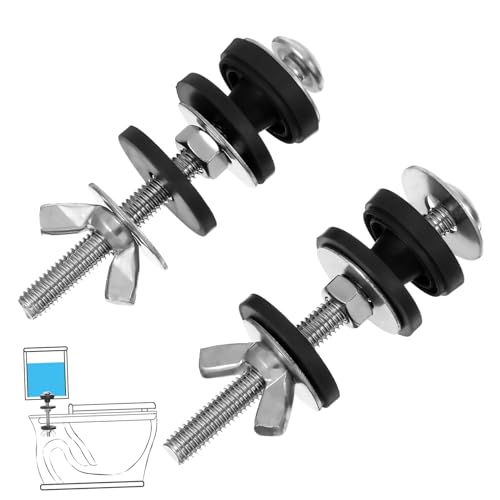 Operitacx Kit de 2 Boulons Réservoir WC en Acier Inoxydable, Joint d'Étanchéité avec Rondelles et ÉcrousPapillon, Accessoire de Réparation Universel pour...