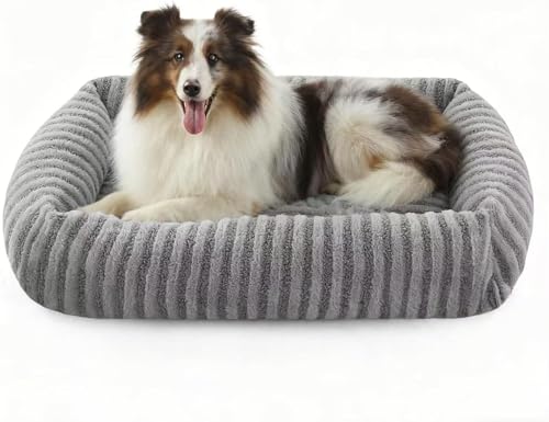 Pawk Lit pour chien pour grands chiens, Lit XXL pour chien lavable déhoussable avec rebords surélevés, panier pour chien antidérapant avec housse...