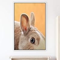 Framed Canvas Wall Art Bunny Animals Bedroom Expressive Multicolor Photography Rabbit Rustic - 16x24 inches