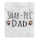 3dRose Chinese Shar-Pei Dog Dad - Doggie by Breed - Muddy Brown Canine paw Prints - Doggy Lover - pet Owner Silktouch Minky Blanket