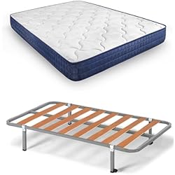 Muebles Tuco Somier Y Colchón HOGAR24 ES | Cama Completa | Somier Basic + Colchón Viscoelástico Relax Edition 18 | Incluye Juego de Patas con Abrazadera de 25 cm | Medidas: 90x190 cm