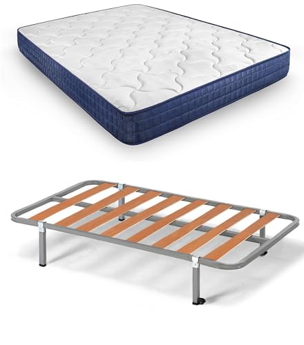 HOGAR24 ES | Cama Completa | Somier Basic + Colchón Viscoelástico Relax Edition 18 | Incluye Juego de Patas con Abrazadera de 25 cm | Medidas: 80x190 cm