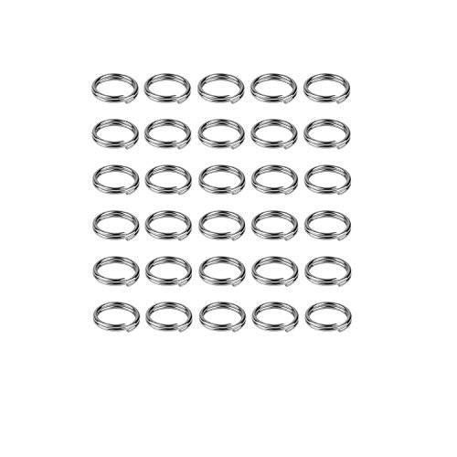 HUIHUIBAO 200 Pieces 8mm Metal Split Rings Nickel Plated Small Key Chain Ring Part for Ornament Crafts and Jewelry Making,Silver