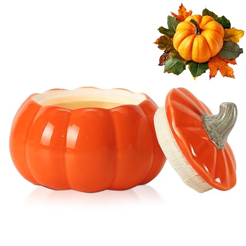 Shiawase Candelabro de Calabaza, Candelabro de Cerámica para Aromaterapia, Quemador de Cera con Vibrantes Colores Otoñales, Candelabro de Halloween Espeluznante, con Velas Aroma a Calabaza