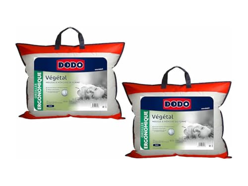 Dodo Lot de 2 oreillers ergonomiques à mémoire de Forme - 45x70 cm - Vegetal