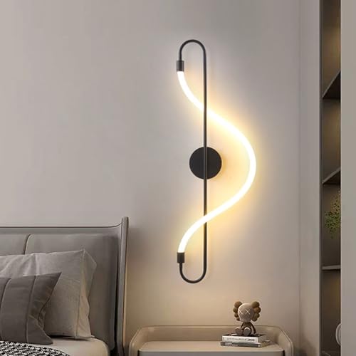 Aplique de Pared LED Interior Regulable Negro Derecha Lámpara de Pared Lineal para Estudio