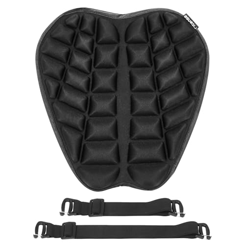 Fitense 13.8x15.8in Universal Motorcycle Seat Cushion with 3D Shock Absorption & Waterproof BSR Lycra - Dual Non-Slip Gel + Elastic Straps