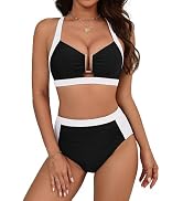 Hanna Nikole Womens High Waisted Bikini Sets, Slimming Modest Tummy Control Swimsuits, Cutout Cri...
