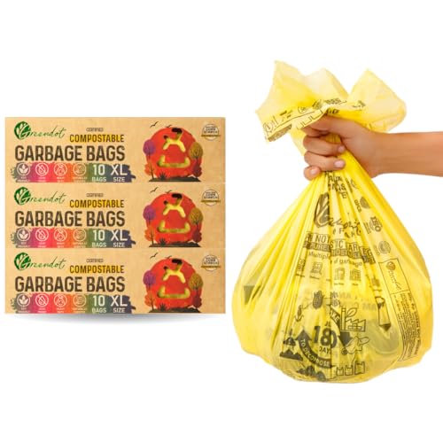 Image of GREENDOT BIOPAK Garbage Bags For Dustbins, Extra Large Size 30 Bags(3 Rolls), 30x37 Inches, Biodegradable & Compostable Within 180 Days, Eco-Friendly Trash Bags For Wet & Dry Waste, Leak Proof &Thick