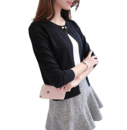 レディース カーディガン パール ボタン 長袖 ボレロ おしゃれ かわいい ニット トップス 薄手 無地 シンプル カジュアル オシャレ 可愛い かーでぃがん にっと オフィス 通勤 フォーマル デート パーティー カワイイ 上品 羽織 フェミニン 大人 やわらかい アウター 上着