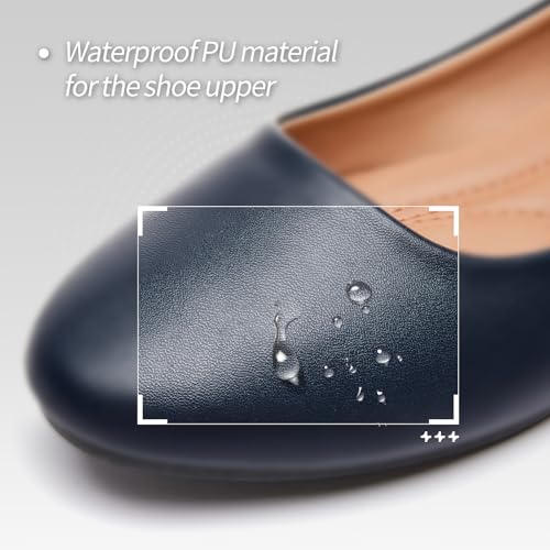 Image of Women's Ballet Flats Shoes Dress Slip on Shoes | PU Leather Teacher Business Casual Loafers Non Slip Low Heel Dressy