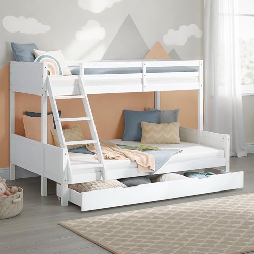 Homestyle4u Kinderbett mit Bettkasten Etagenbett 90x200 und 140x200 cm Weiß Holz Hochbett Doppelstockbett Kinder | Artikel 2723 Homestyle4u Kinderbett mit Bettkasten Etagenbett 90x200 und 140x200 cm Weiß Holz Hochbett Doppelstockbett Kinder | Artikel 2723