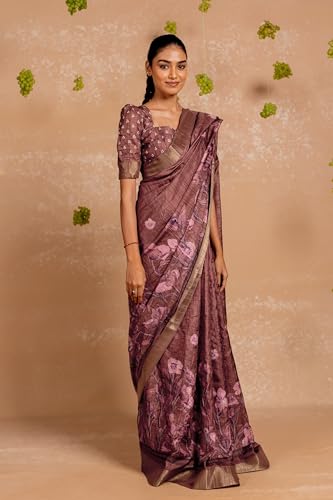 Image of MIRCHI FASHION Saree for Woman | Art Silk Floral Printed Ethnic Occasional Sari with Blouse