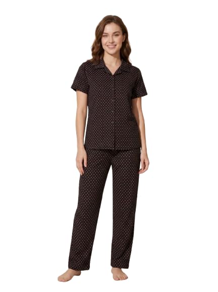 xenios | Printed Cotton Blend Night-Suit-C8-BLACK-picture-1
