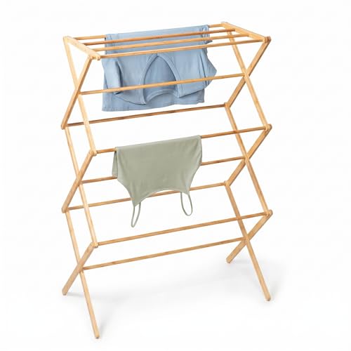 Honey-Can-Do Collapsible Bamboo Drying Rack &ndash; Sturdy & Foldable Laundry Drying Rack, Space-Saving...