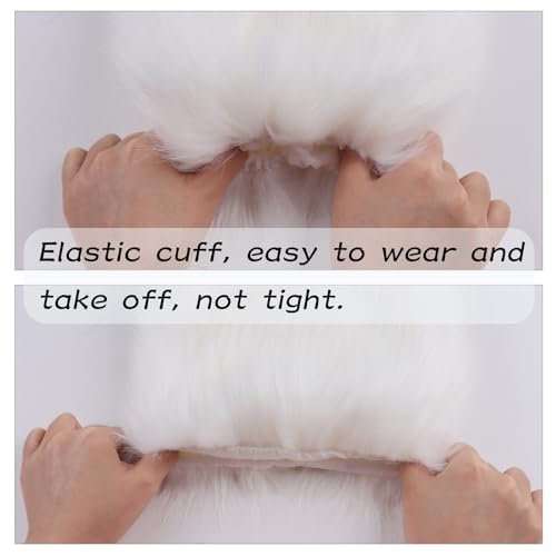 Image of Peecabe Winter Women Faux Fur Fluffy Leg Warmers Fuzzy Long Boot Covers Furry For Christmas
